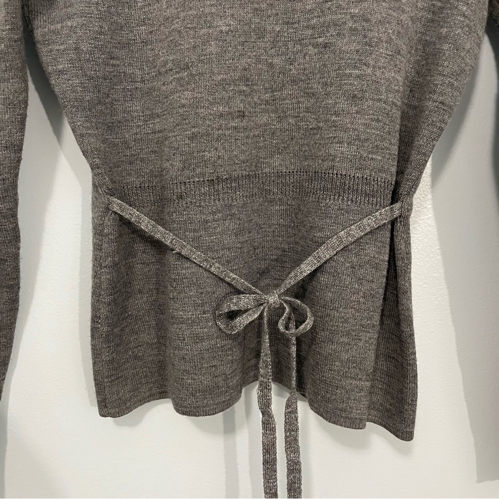 Vintage Gray Heather Wool Blend Cowl Neck Sweater Waist Tie - Picture 7 of 9